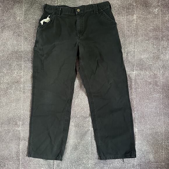 Men's Carhartt B151 Utility Loose Fit Black 7.5oz Canvas Work Pants Sz 38 x 32 - Picture 1 of 4